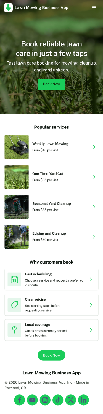 Lawn Mowing Business App Template