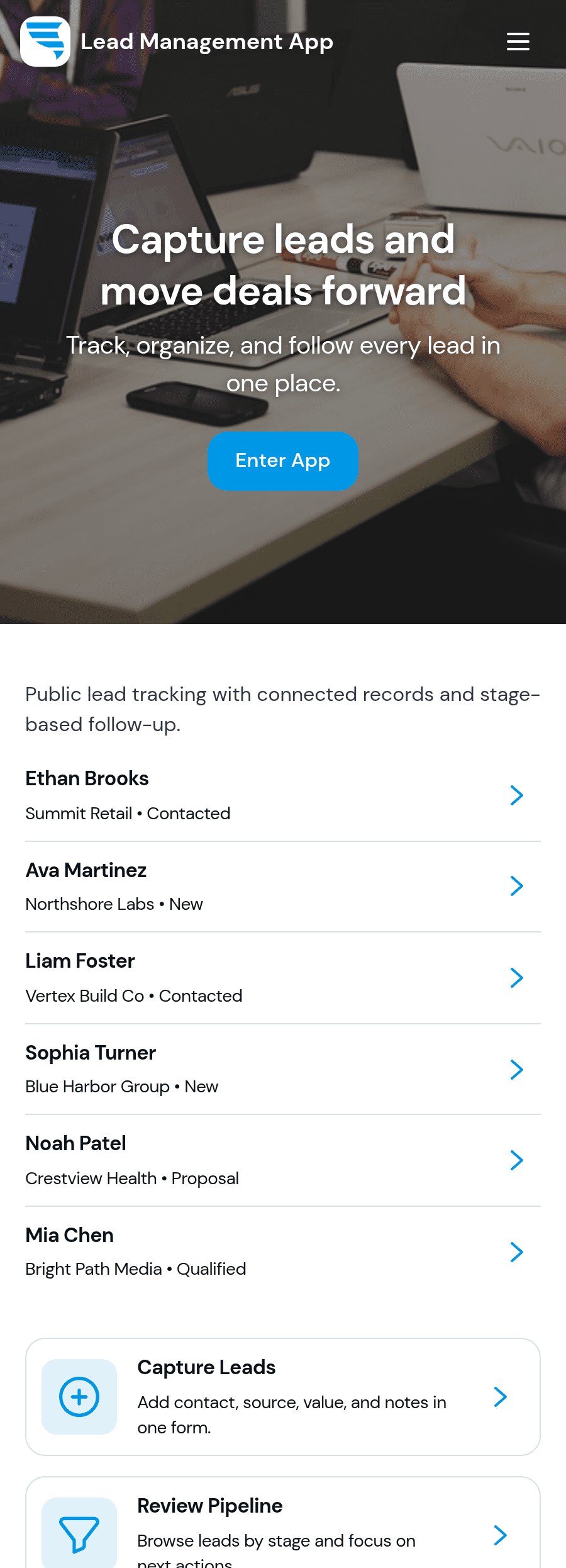 Leada App Lead Management App Template | Jotform