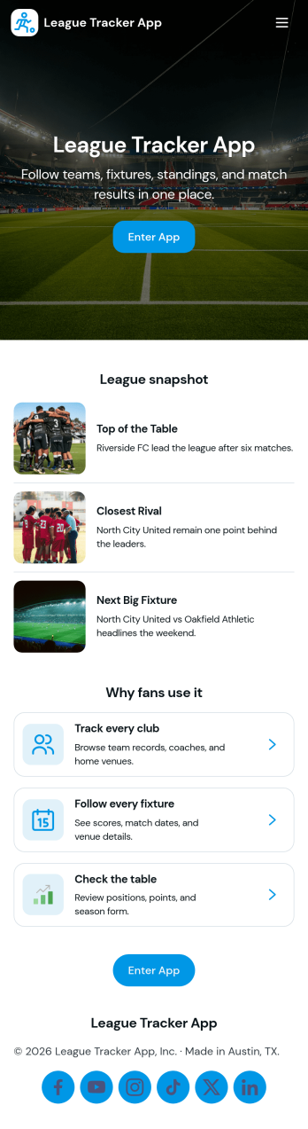 League Tracker App Template