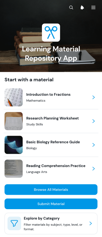 Learning Material Repository App Template