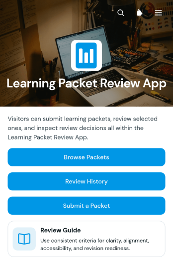 Learning Packet Review App Template