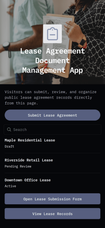 Lease Agreement Document Management App Template
