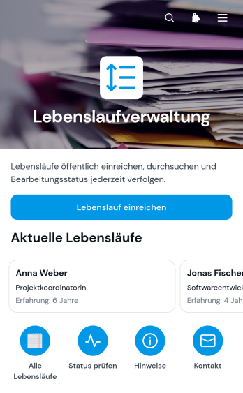 Lebenslaufverwaltungs-App