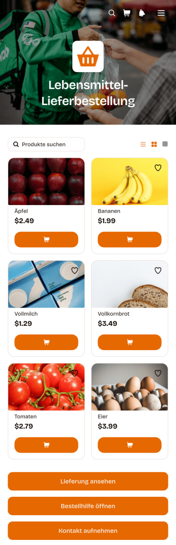 Lebensmittel-Lieferbestell-App