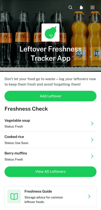 Leftover Freshness Tracker App Template