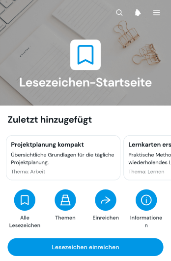 Lesezeichen-Startseiten-App