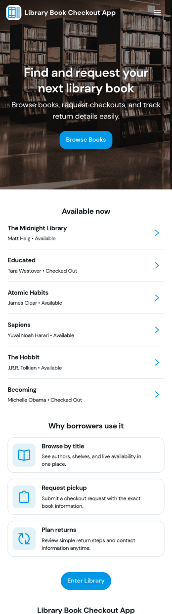 Library Book Checkout App Template