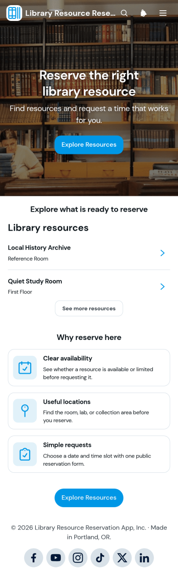Library Resource Reservation App Template