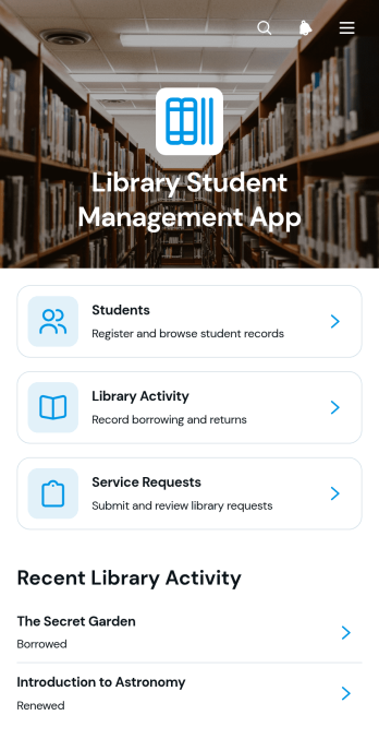 Library Student Management App Template