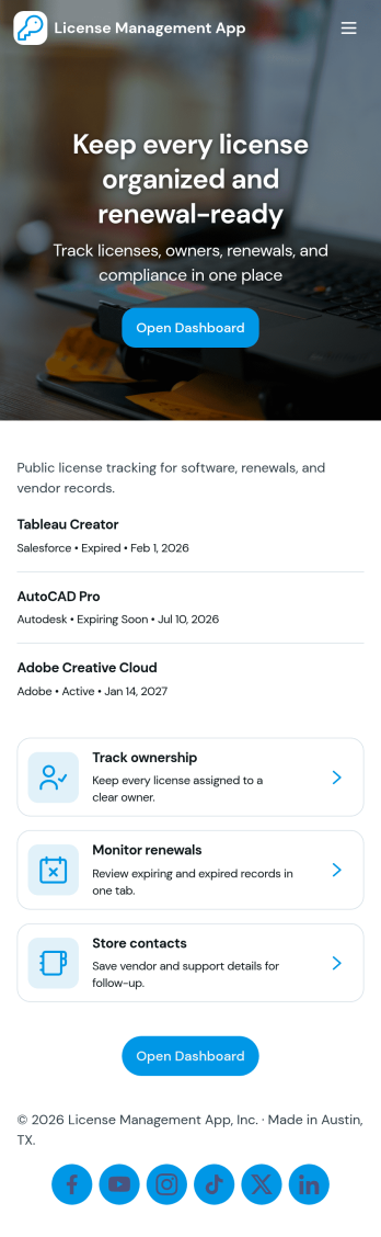 License Management App Template