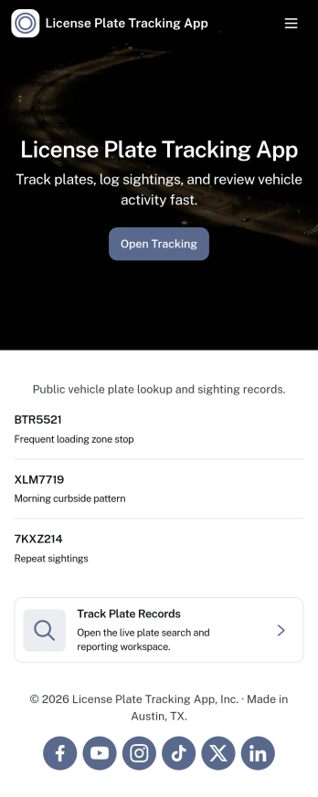 License Plate Tracking App Template