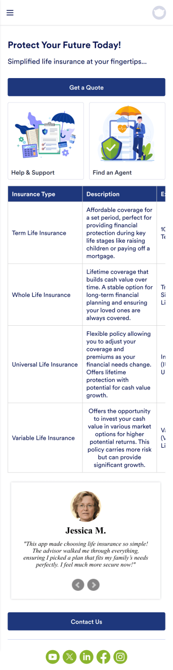 Life Insurance App Template
