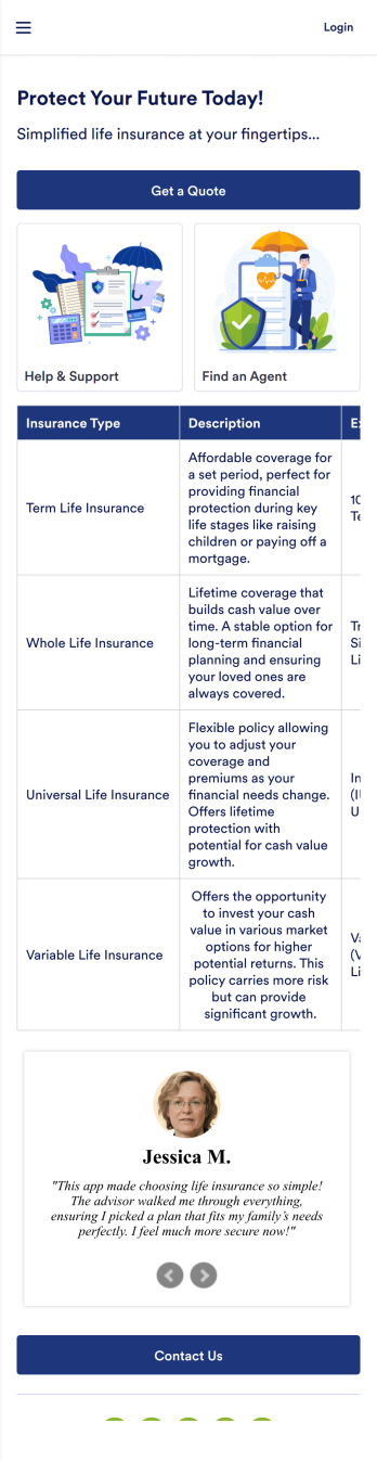 Life Insurance App Template