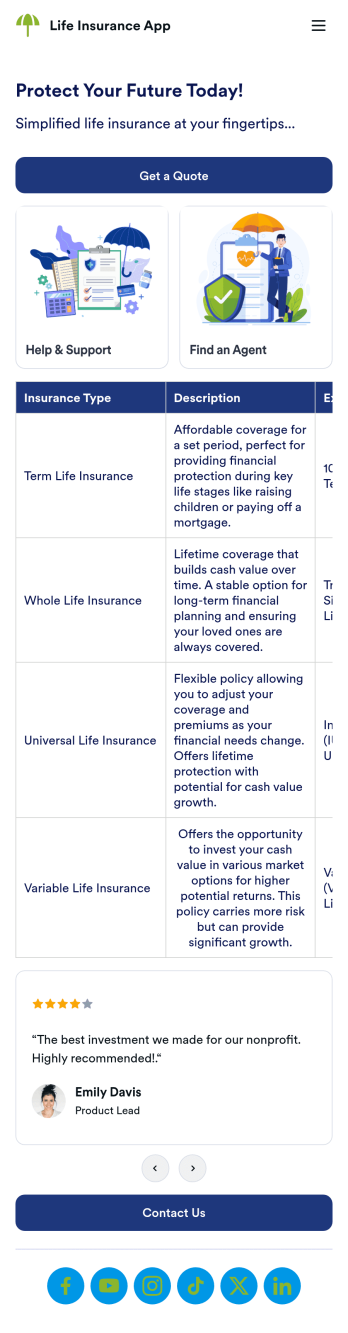 Life Insurance App Template