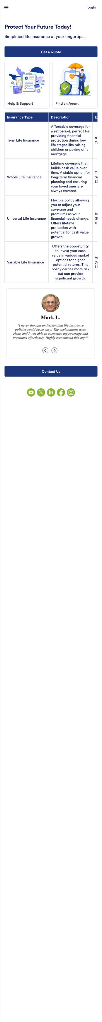 Life Insurance App Template