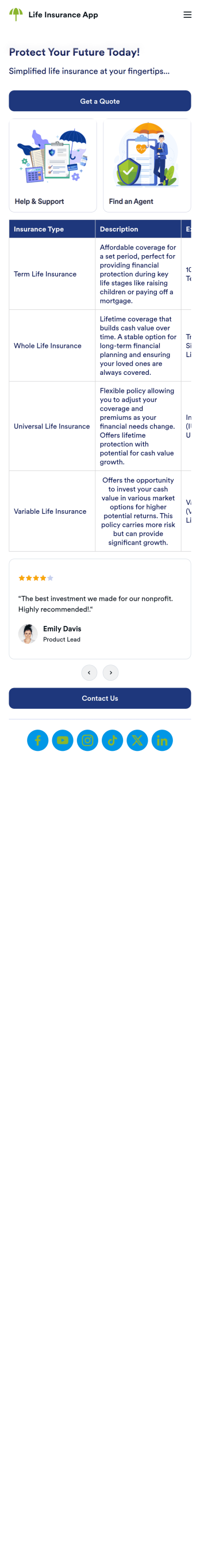 Life Insurance App Template