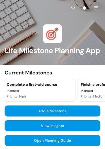 Life Milestone Planning App Template