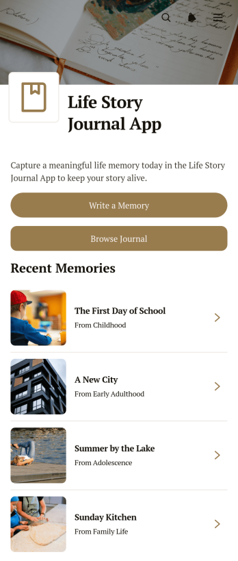 Life Story Journal App Template