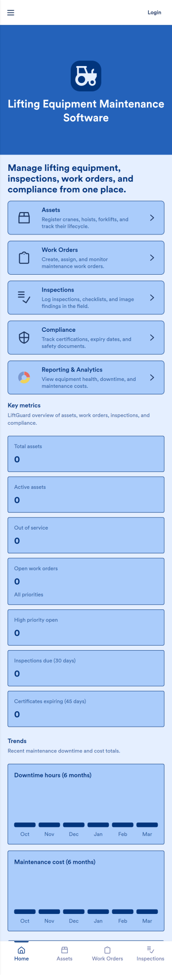 Lifting Equipment Maintenance Software App Template