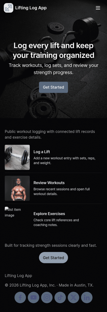 Lifting Log App Template