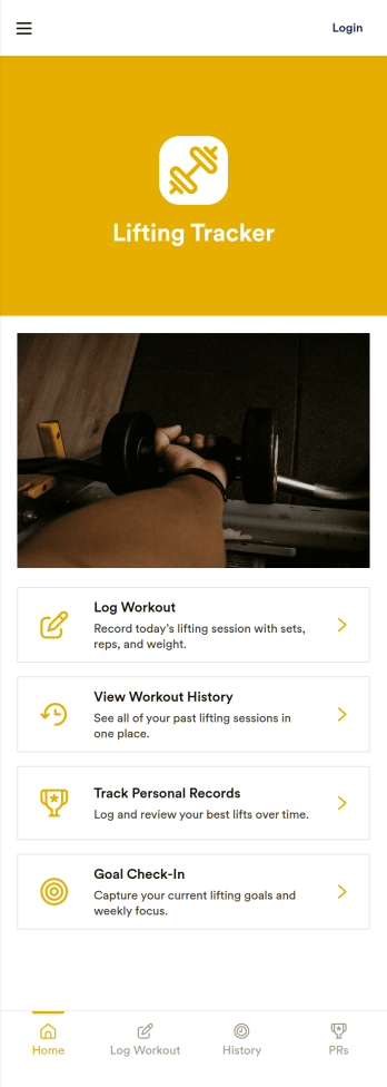 Lifting Tracker App Template