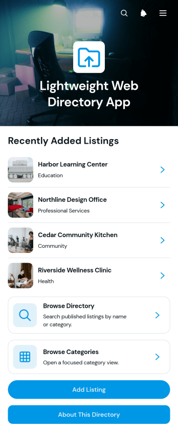 Lightweight Web Directory App Template