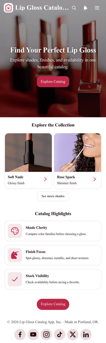 Lip Gloss Catalog App Template