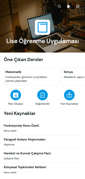 Lise Öğrenme Uygulama Șablonu