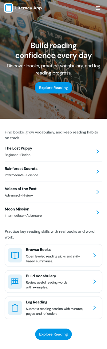 Literacy App Template
