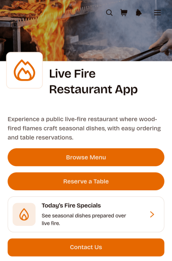 Live Fire Restaurant App Template