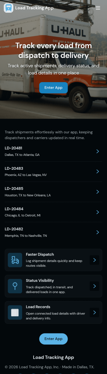 Load Tracking App Template