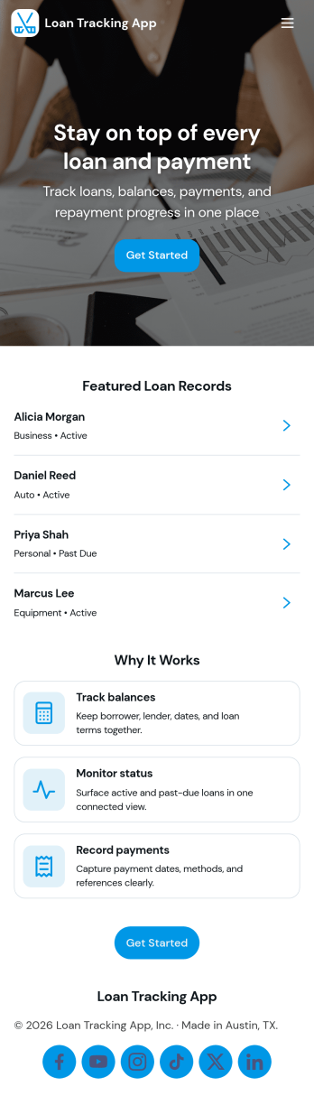 Loan Tracking App Template