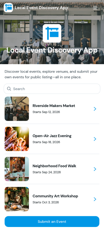 Local Event Discovery App Template