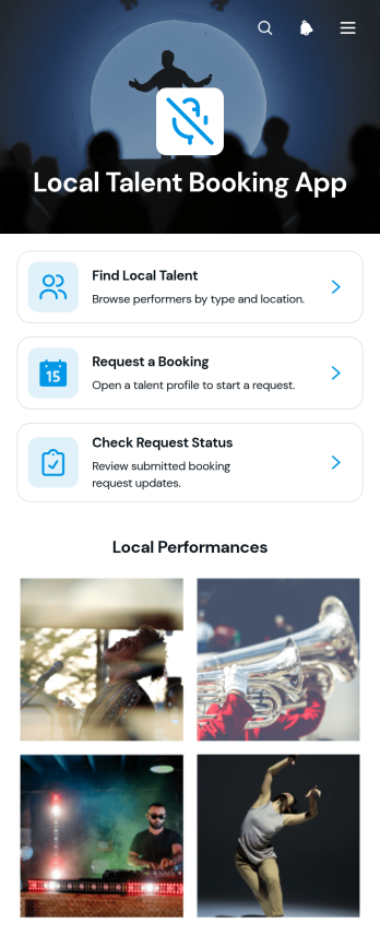 Local Talent Booking App Template