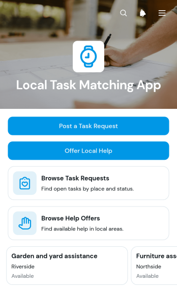 Local Task Matching App Template