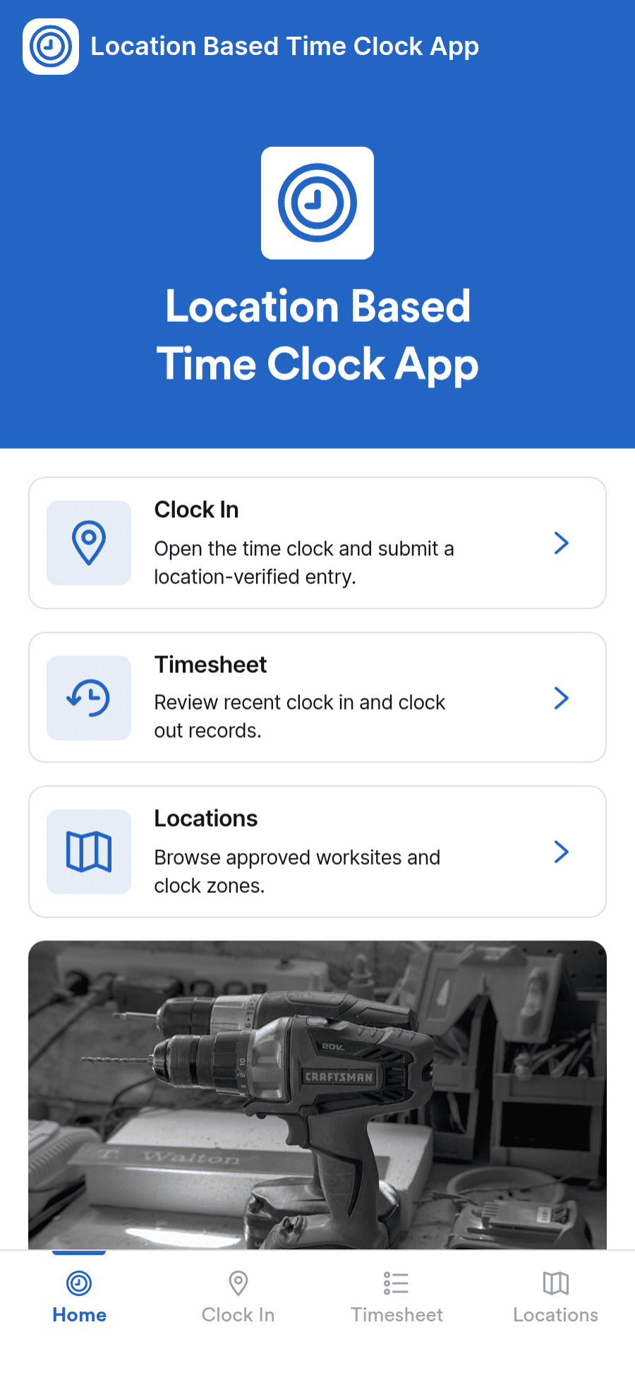 Location Based Time Clock App Template | Jotform