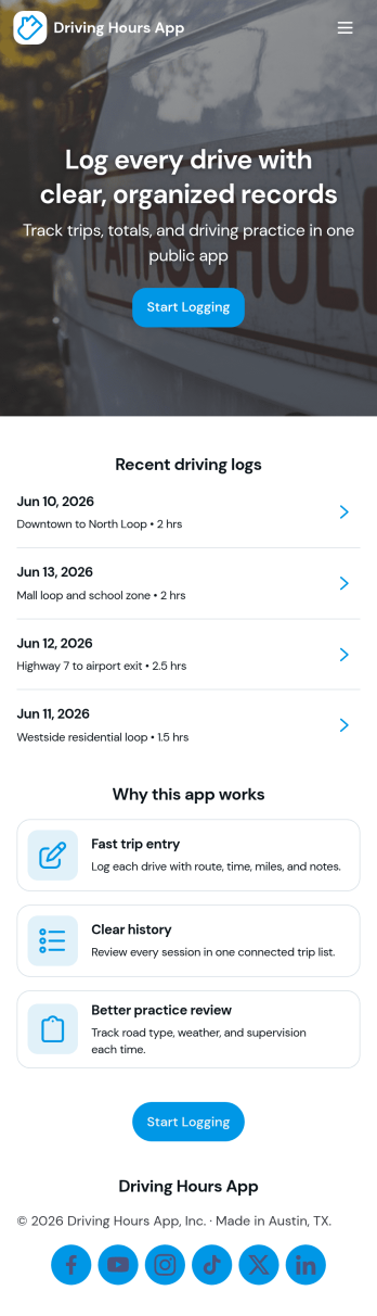Log Driving Hours App Template
