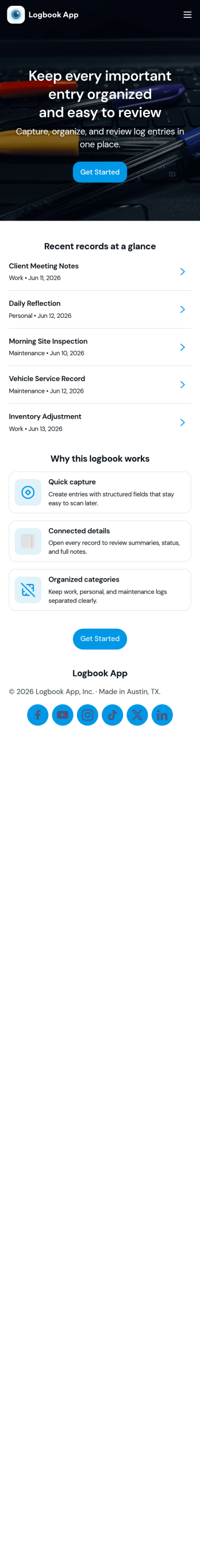 Logbook App Template