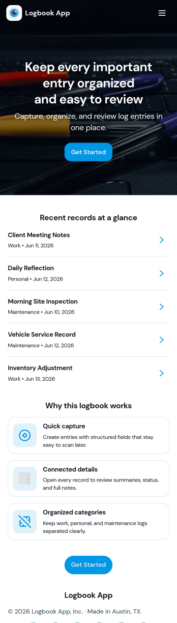 Logbook App Template