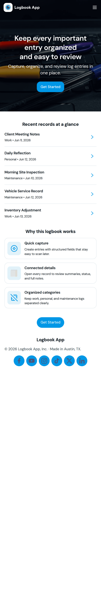 Logbook App Template