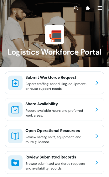 Logistics Workforce Portal App Template