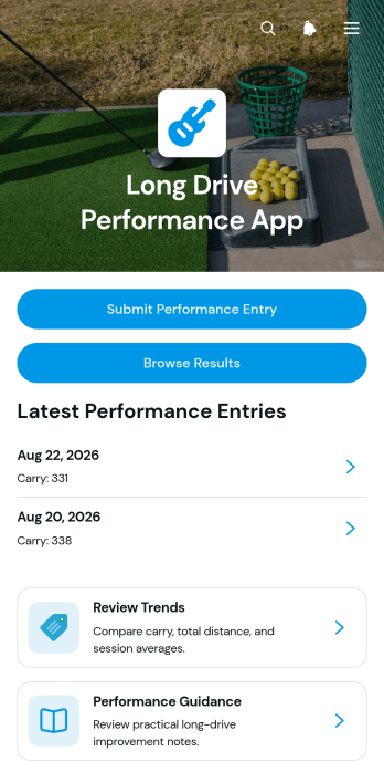 Long Drive Performance App Template