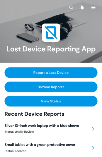 Lost Device Reporting App Template