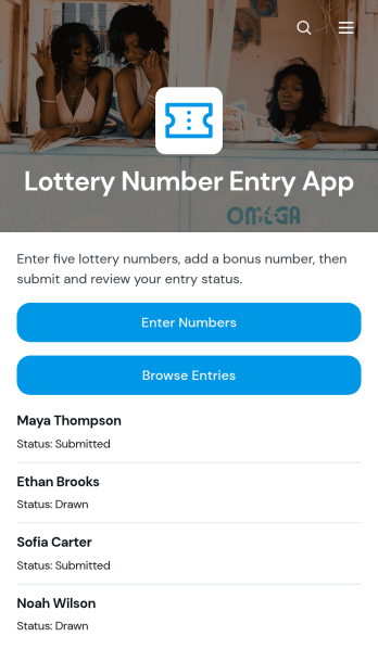 Lottery Number Entry App Template