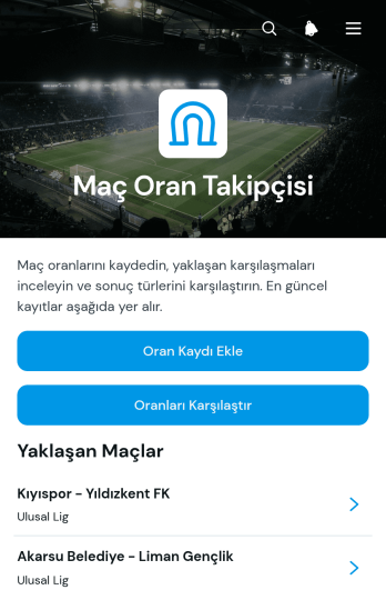 Maç Oranları Takip Uygulama Șablonu