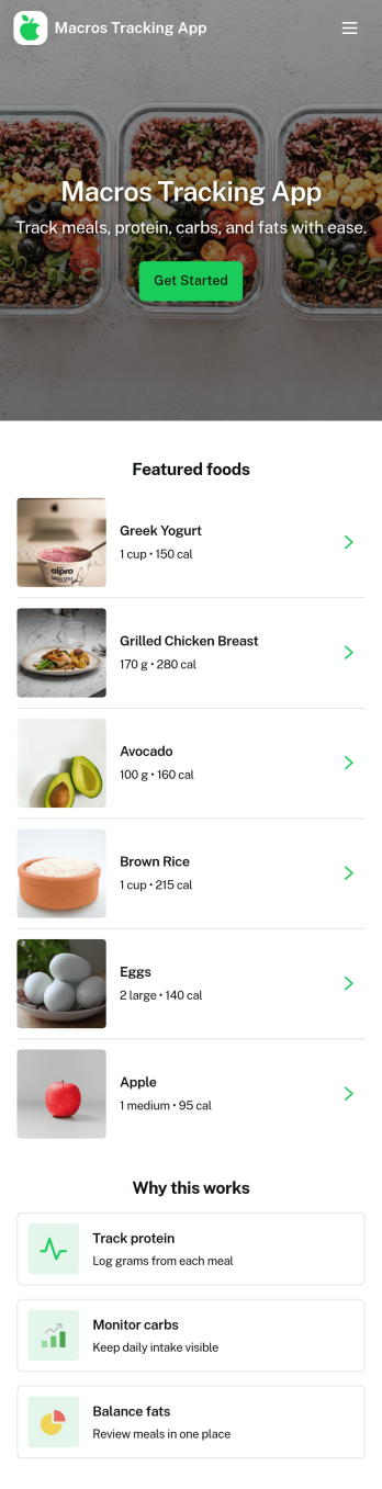 Macros Tracking App Template