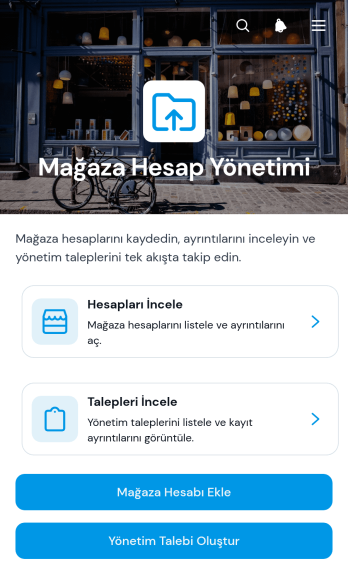 Mağaza Hesabı Yönetim Uygulama Șablonu