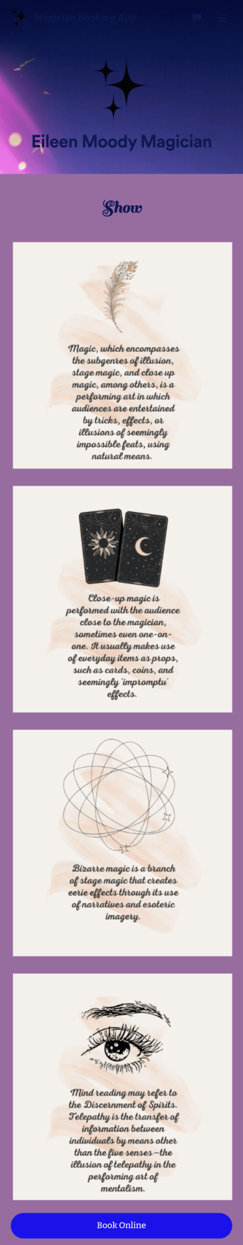 Magician Booking App Template