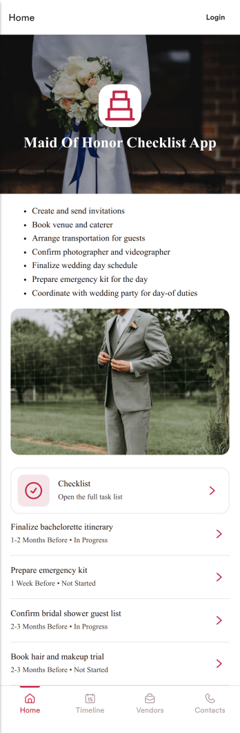 Maid of Honor Checklist App Template