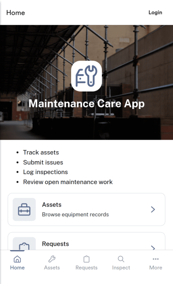 Maintenance Care App Template